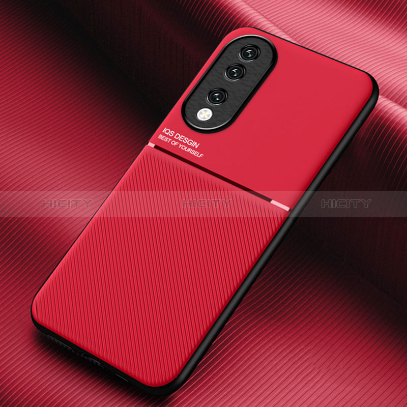 Custodia Silicone Ultra Sottile Morbida Cover con Magnetico per Huawei Honor 90 5G Rosso