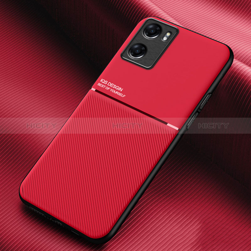 Custodia Silicone Ultra Sottile Morbida Cover con Magnetico per Oppo A57 4G Rosso