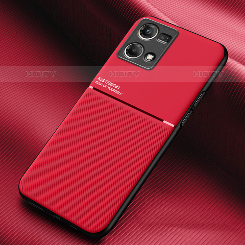 Custodia Silicone Ultra Sottile Morbida Cover con Magnetico per Oppo Reno7 4G Rosso