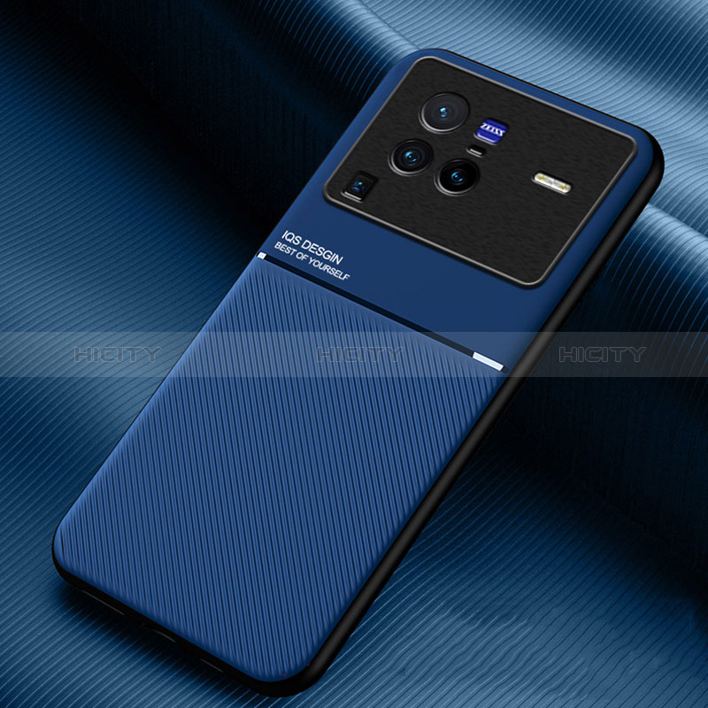 Custodia Silicone Ultra Sottile Morbida Cover con Magnetico per Vivo X80 Pro 5G Blu
