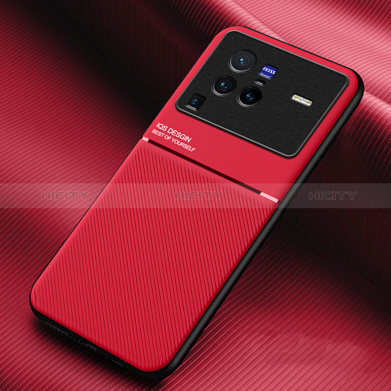 Custodia Silicone Ultra Sottile Morbida Cover con Magnetico per Vivo X80 Pro 5G Rosso