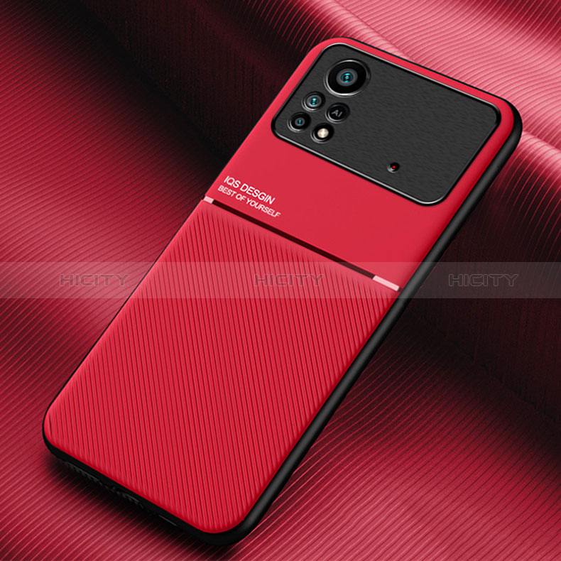 Custodia Silicone Ultra Sottile Morbida Cover con Magnetico per Xiaomi Poco X4 Pro 5G Rosso