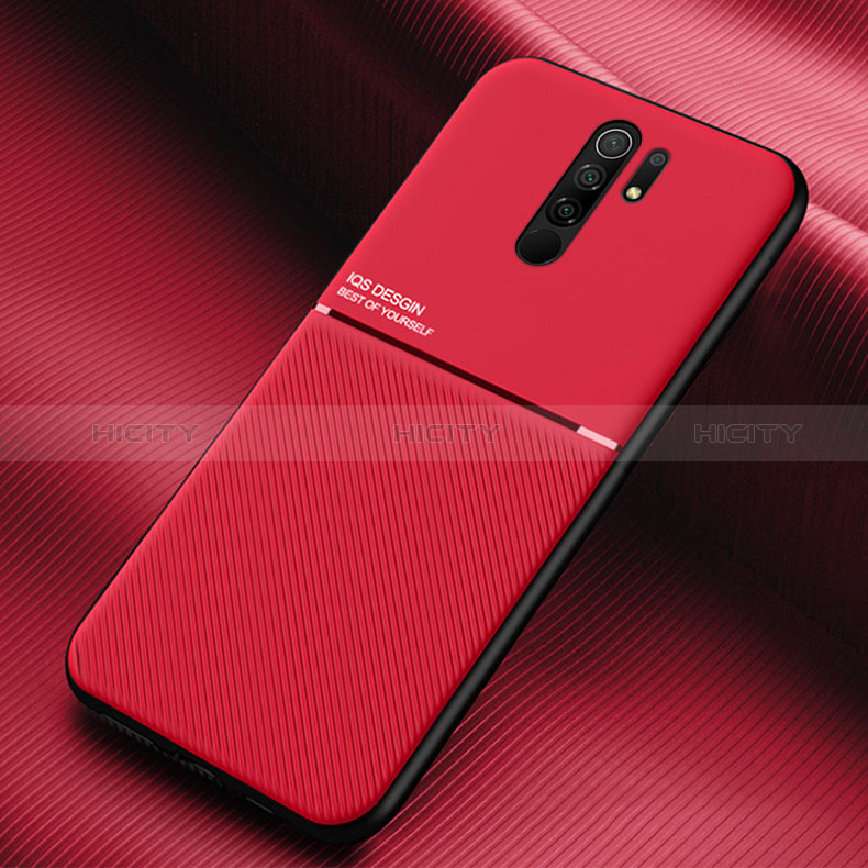 Custodia Silicone Ultra Sottile Morbida Cover con Magnetico per Xiaomi Redmi 9 Rosso