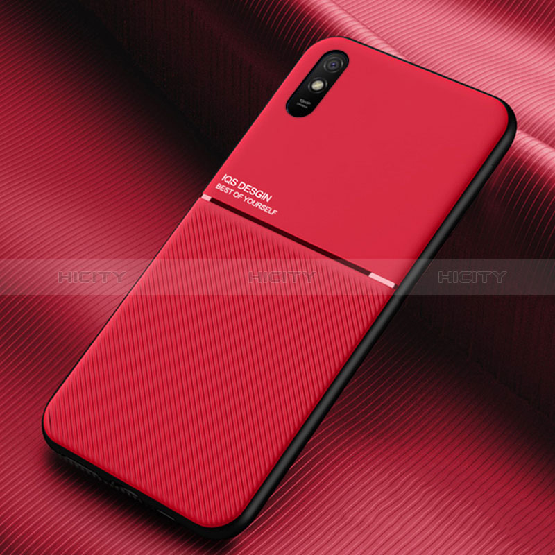 Custodia Silicone Ultra Sottile Morbida Cover con Magnetico per Xiaomi Redmi 9A Rosso