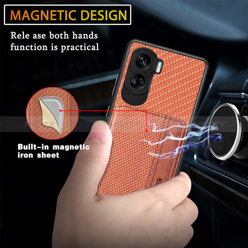 Custodia Silicone Ultra Sottile Morbida Cover con Magnetico S01D per Huawei Honor 90 Lite 5G