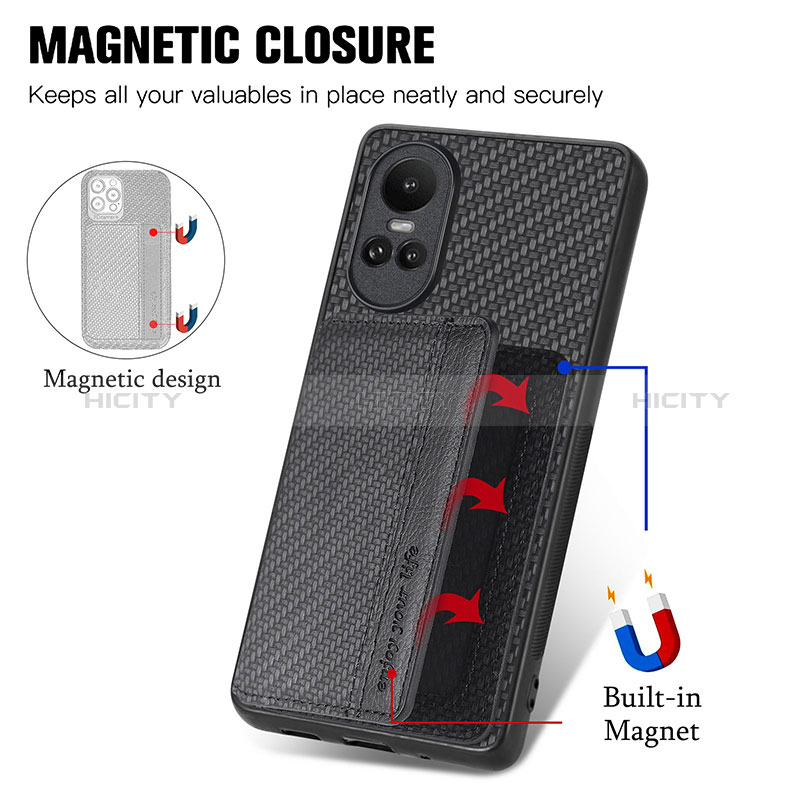 Custodia Silicone Ultra Sottile Morbida Cover con Magnetico S01D per Oppo Reno10 5G
