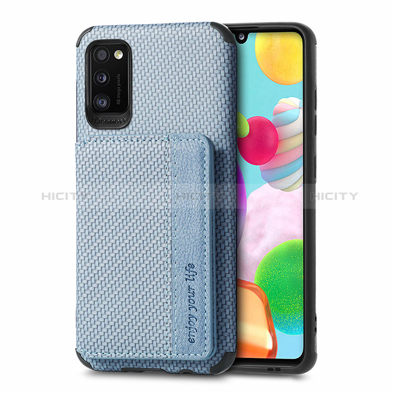 Custodia Silicone Ultra Sottile Morbida Cover con Magnetico S01D per Samsung Galaxy A41 Blu