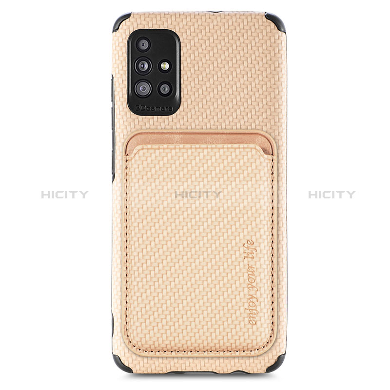 Custodia Silicone Ultra Sottile Morbida Cover con Magnetico S01D per Samsung Galaxy A51 4G Oro