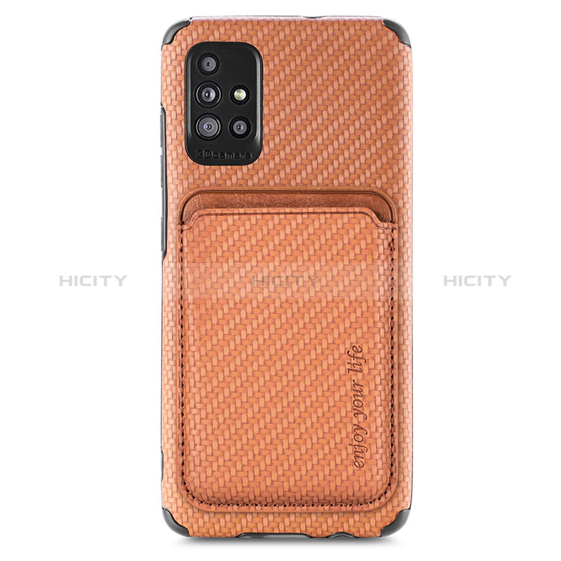 Custodia Silicone Ultra Sottile Morbida Cover con Magnetico S01D per Samsung Galaxy A51 5G Marrone