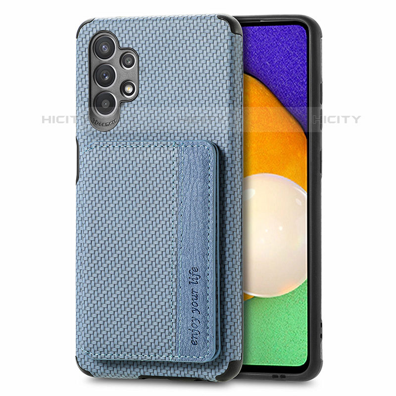 Custodia Silicone Ultra Sottile Morbida Cover con Magnetico S01D per Samsung Galaxy M32 5G Blu