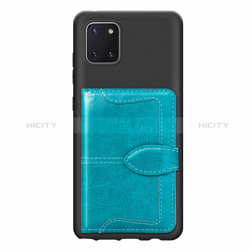 Custodia Silicone Ultra Sottile Morbida Cover con Magnetico S01D per Samsung Galaxy Note 10 Lite Ciano