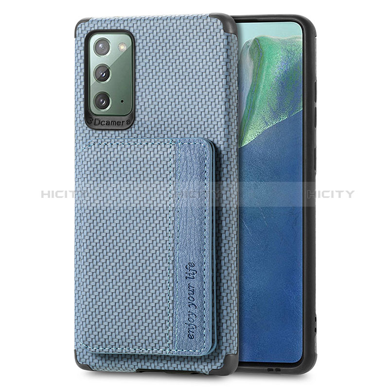 Custodia Silicone Ultra Sottile Morbida Cover con Magnetico S01D per Samsung Galaxy Note 20 5G Blu