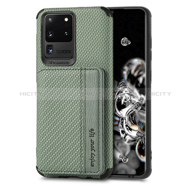 Custodia Silicone Ultra Sottile Morbida Cover con Magnetico S01D per Samsung Galaxy S20 Ultra 5G Verde