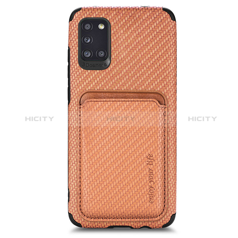 Custodia Silicone Ultra Sottile Morbida Cover con Magnetico S02D per Samsung Galaxy A31 Marrone