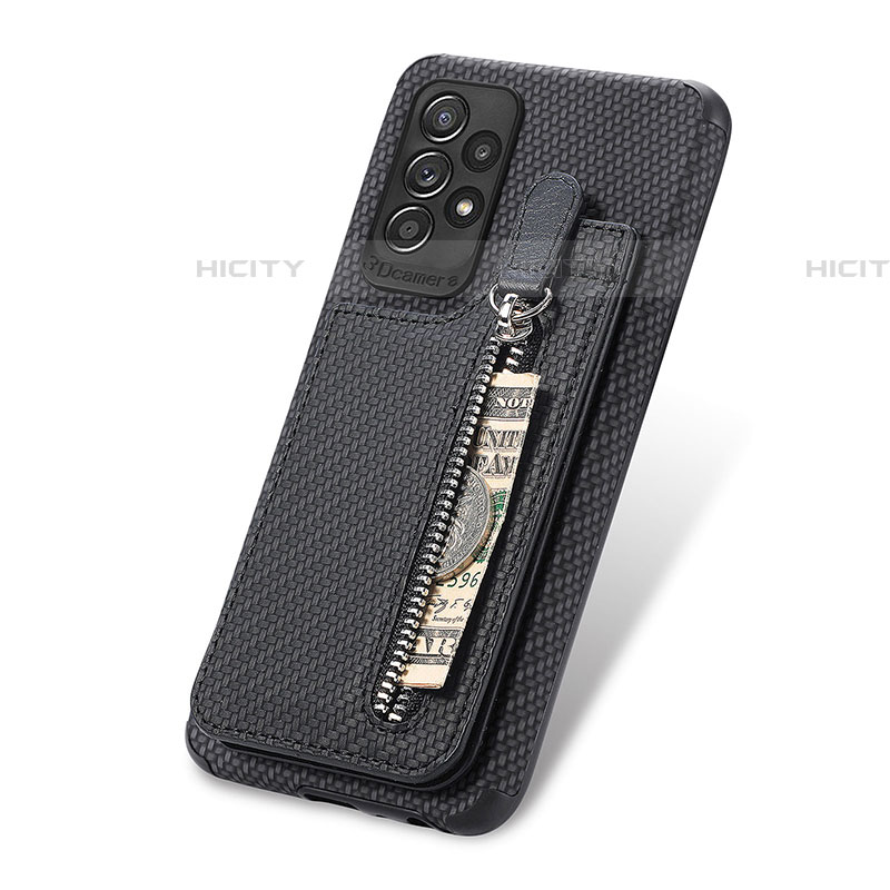 Custodia Silicone Ultra Sottile Morbida Cover con Magnetico S02D per Samsung Galaxy A72 4G Nero