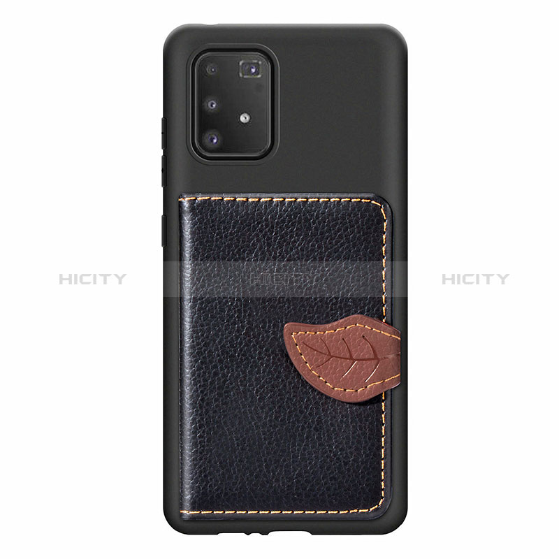 Custodia Silicone Ultra Sottile Morbida Cover con Magnetico S02D per Samsung Galaxy A91 Nero