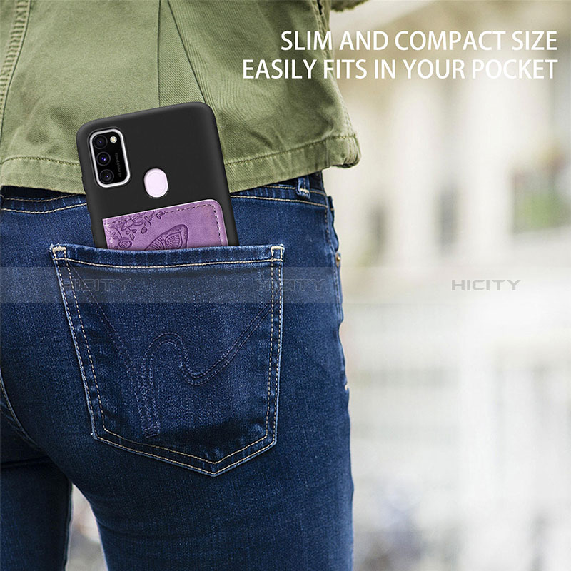 Custodia Silicone Ultra Sottile Morbida Cover con Magnetico S02D per Samsung Galaxy M21