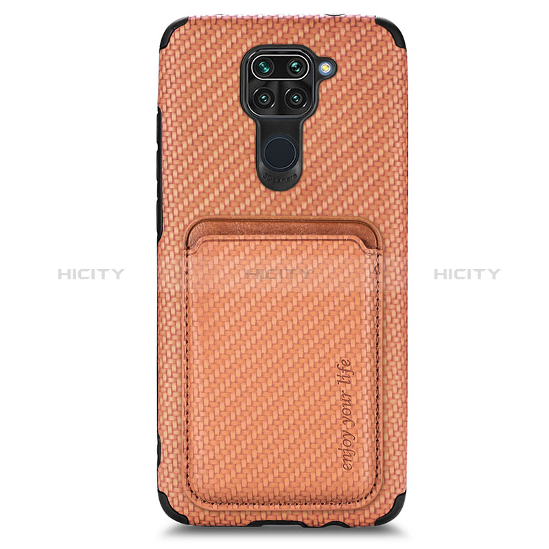 Custodia Silicone Ultra Sottile Morbida Cover con Magnetico S02D per Xiaomi Redmi Note 9 Marrone