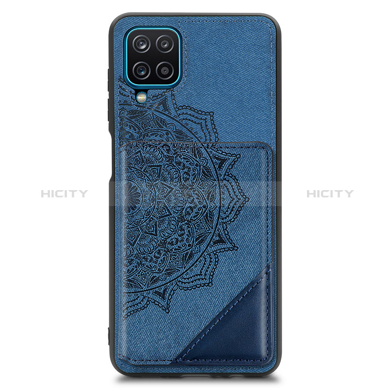 Custodia Silicone Ultra Sottile Morbida Cover con Magnetico S03D per Samsung Galaxy A12 Blu