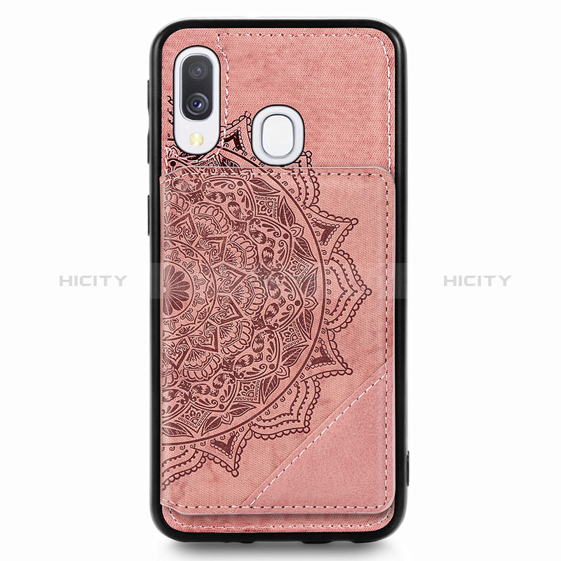 Custodia Silicone Ultra Sottile Morbida Cover con Magnetico S03D per Samsung Galaxy A40 Oro Rosa