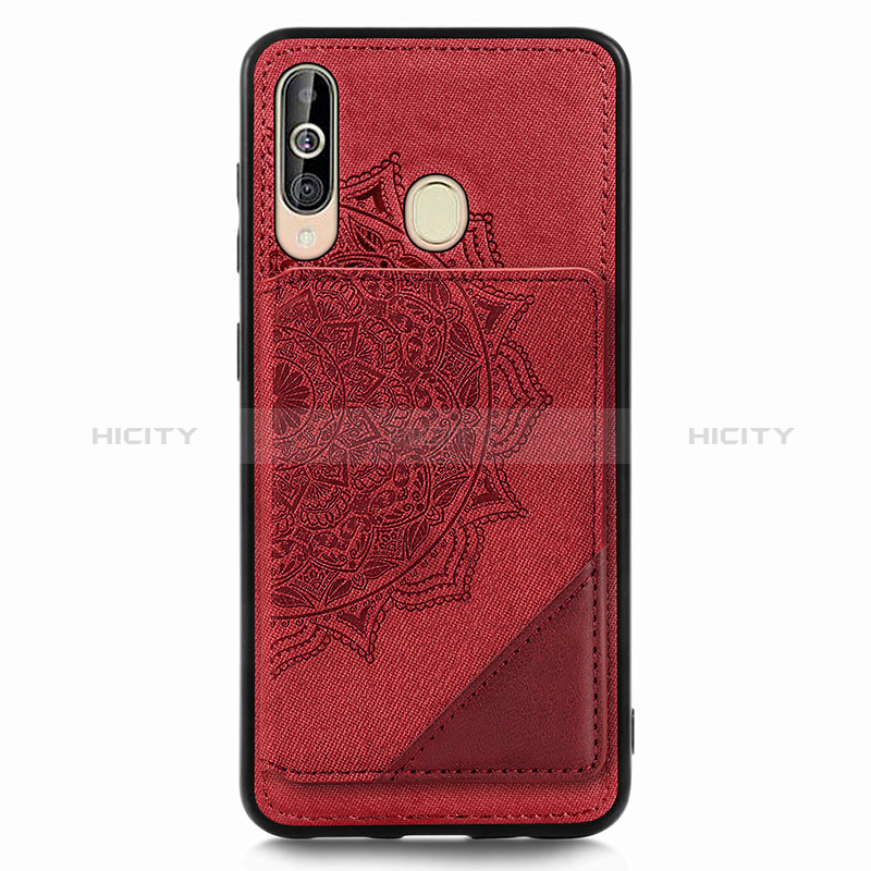 Custodia Silicone Ultra Sottile Morbida Cover con Magnetico S03D per Samsung Galaxy A60 Rosso