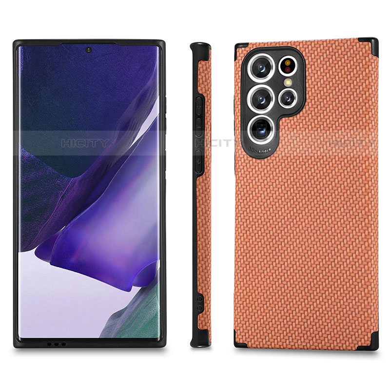 Custodia Silicone Ultra Sottile Morbida Cover con Magnetico S03D per Samsung Galaxy S22 Ultra 5G Arancione