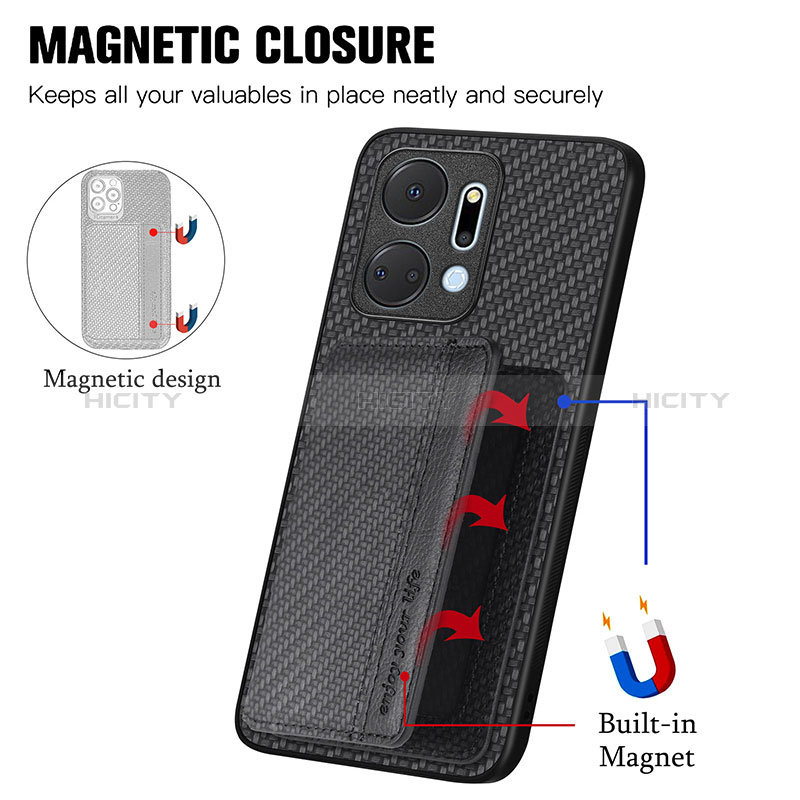Custodia Silicone Ultra Sottile Morbida Cover con Magnetico S04D per Huawei Honor X7a