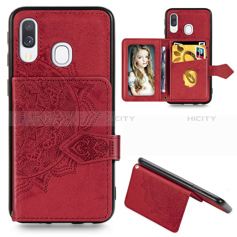 Custodia Silicone Ultra Sottile Morbida Cover con Magnetico S04D per Samsung Galaxy A40 Rosso
