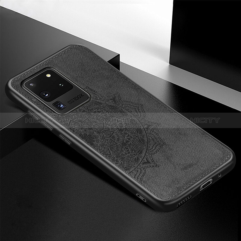 Custodia Silicone Ultra Sottile Morbida Cover con Magnetico S04D per Samsung Galaxy S20 Ultra Nero
