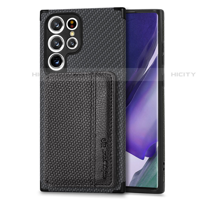 Custodia Silicone Ultra Sottile Morbida Cover con Magnetico S04D per Samsung Galaxy S23 Ultra 5G Nero