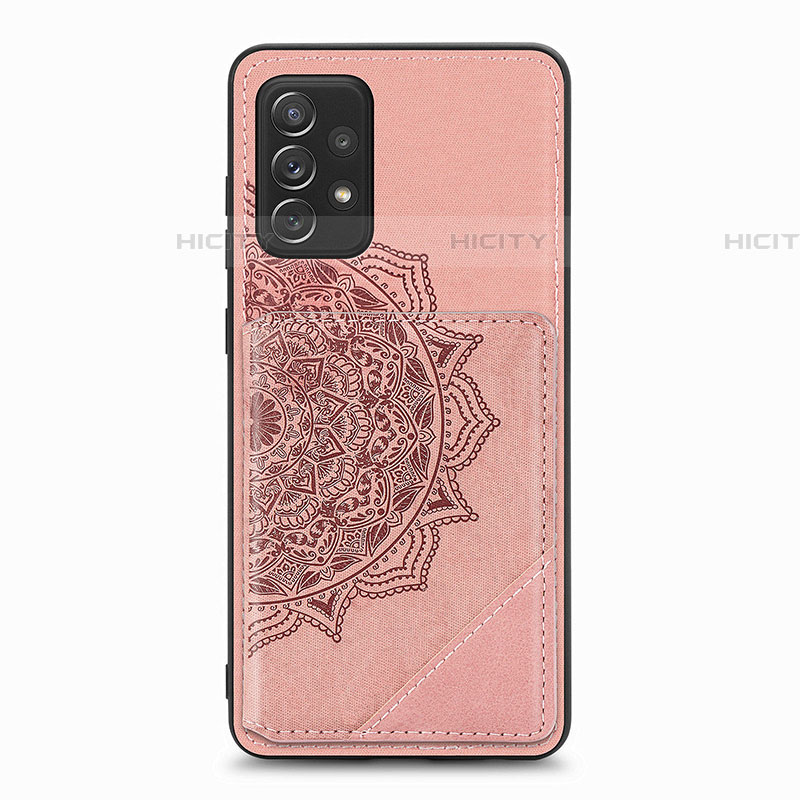 Custodia Silicone Ultra Sottile Morbida Cover con Magnetico S05D per Samsung Galaxy A52 5G Oro Rosa