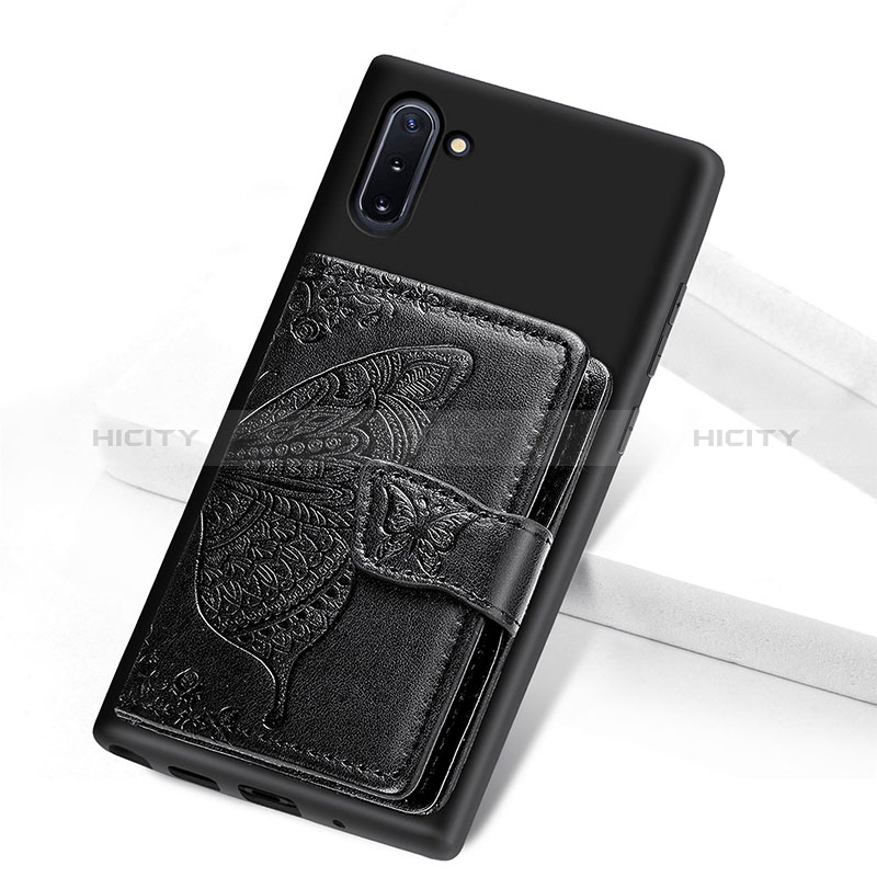 Custodia Silicone Ultra Sottile Morbida Cover con Magnetico S05D per Samsung Galaxy Note 10 5G Nero