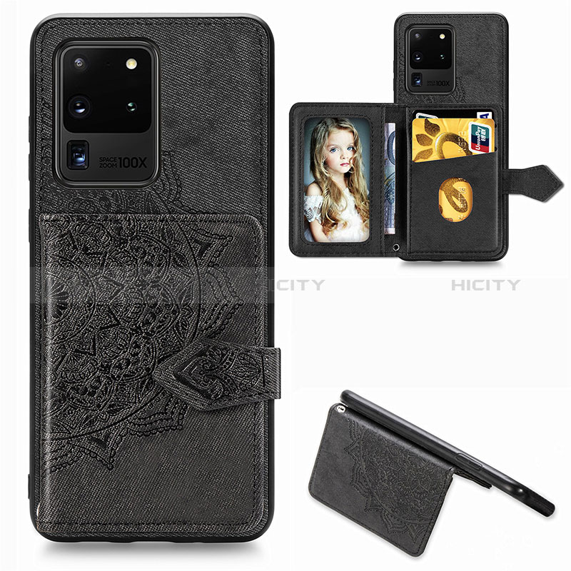 Custodia Silicone Ultra Sottile Morbida Cover con Magnetico S05D per Samsung Galaxy S20 Ultra 5G Nero