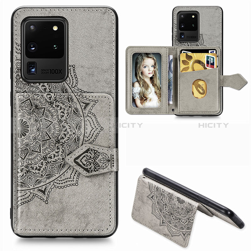 Custodia Silicone Ultra Sottile Morbida Cover con Magnetico S05D per Samsung Galaxy S20 Ultra Grigio