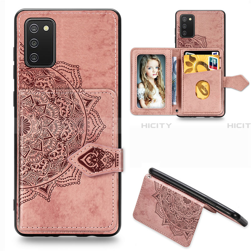 Custodia Silicone Ultra Sottile Morbida Cover con Magnetico S06D per Samsung Galaxy F02S SM-E025F Oro Rosa