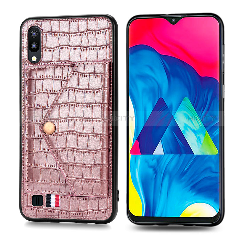 Custodia Silicone Ultra Sottile Morbida Cover con Magnetico S07D per Samsung Galaxy M10 Oro Rosa