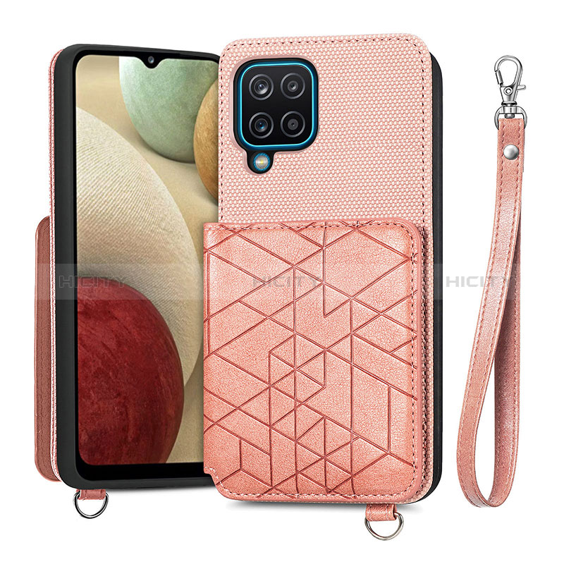 Custodia Silicone Ultra Sottile Morbida Cover con Magnetico S08D per Samsung Galaxy M12 Rosa