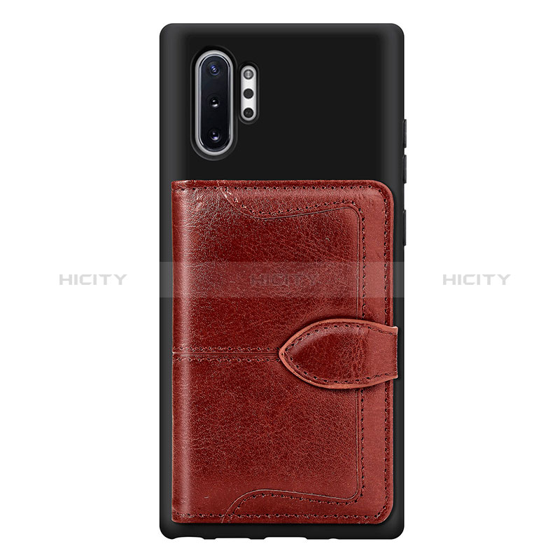 Custodia Silicone Ultra Sottile Morbida Cover con Magnetico S08D per Samsung Galaxy Note 10 Plus 5G Marrone