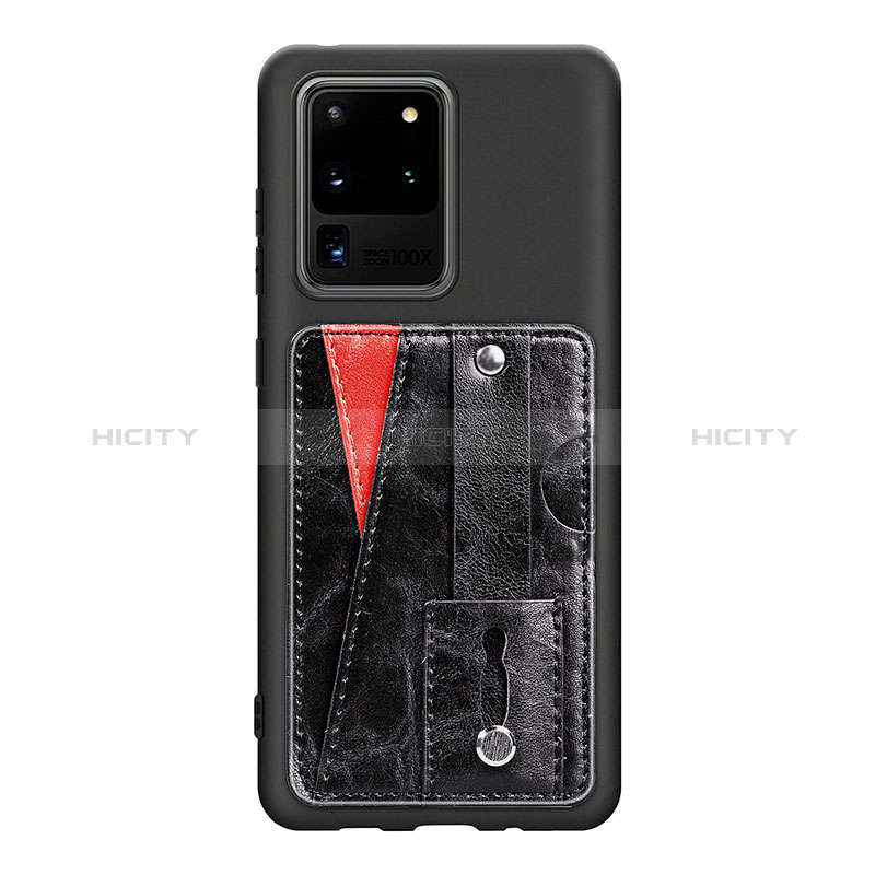 Custodia Silicone Ultra Sottile Morbida Cover con Magnetico S08D per Samsung Galaxy S20 Ultra 5G Nero