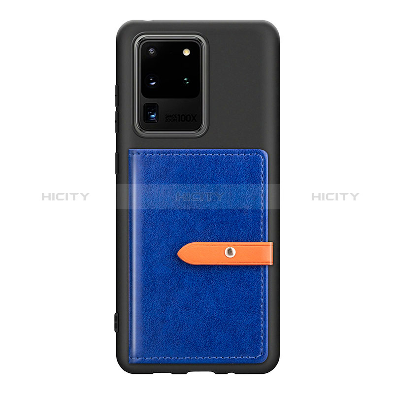 Custodia Silicone Ultra Sottile Morbida Cover con Magnetico S12D per Samsung Galaxy S20 Ultra 5G Blu