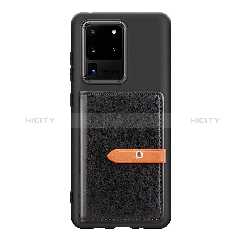 Custodia Silicone Ultra Sottile Morbida Cover con Magnetico S12D per Samsung Galaxy S20 Ultra 5G Nero