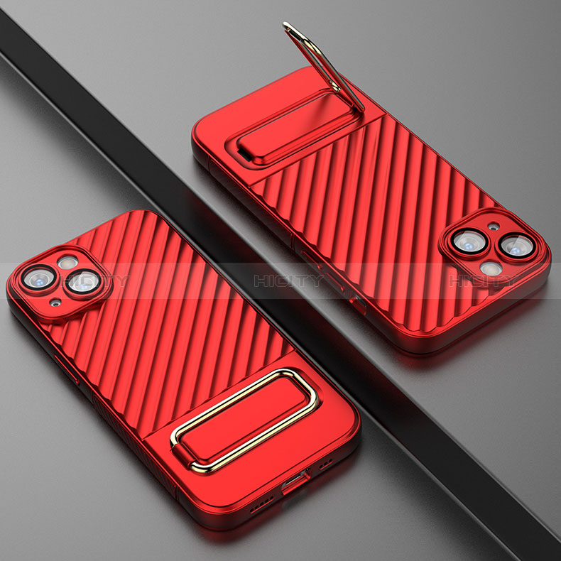 Custodia Silicone Ultra Sottile Morbida Cover con Supporto KC1 per Apple iPhone 14 Plus Rosso