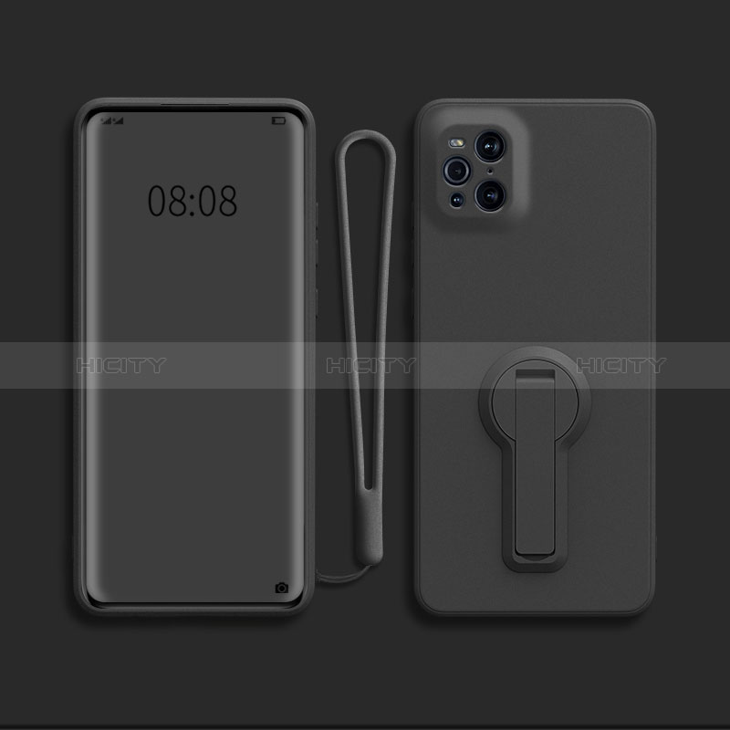 Custodia Silicone Ultra Sottile Morbida Cover con Supporto per Oppo Find X3 5G