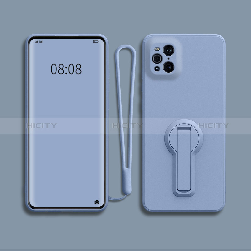 Custodia Silicone Ultra Sottile Morbida Cover con Supporto per Oppo Find X3 5G