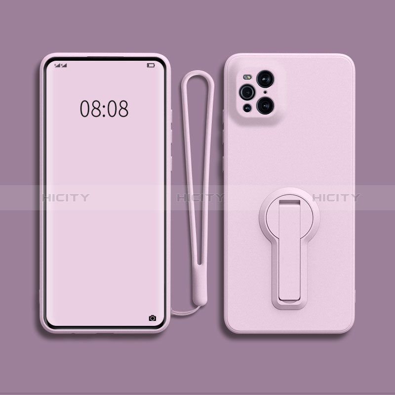 Custodia Silicone Ultra Sottile Morbida Cover con Supporto per Oppo Find X3 5G