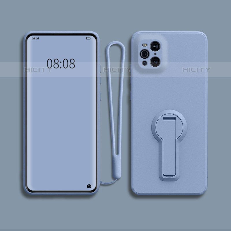 Custodia Silicone Ultra Sottile Morbida Cover con Supporto per Oppo Find X3 Pro 5G