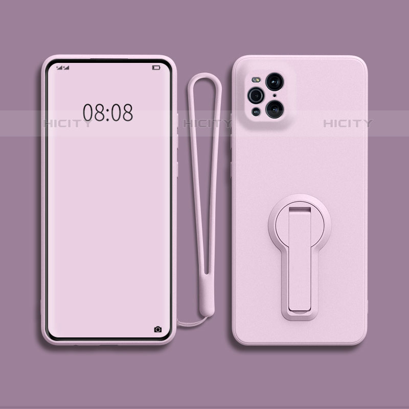 Custodia Silicone Ultra Sottile Morbida Cover con Supporto per Oppo Find X3 Pro 5G