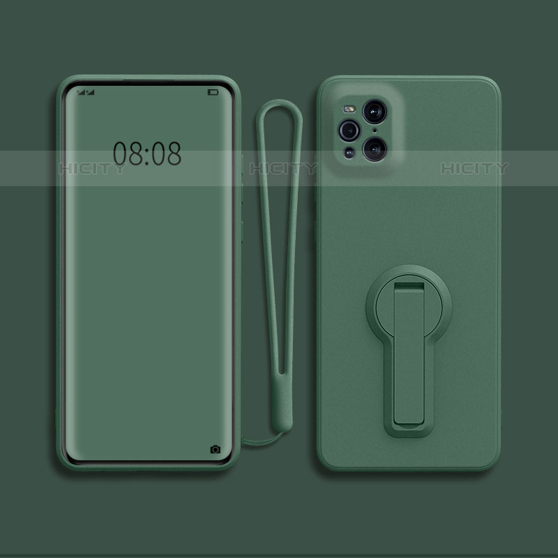 Custodia Silicone Ultra Sottile Morbida Cover con Supporto per Oppo Find X3 Pro 5G