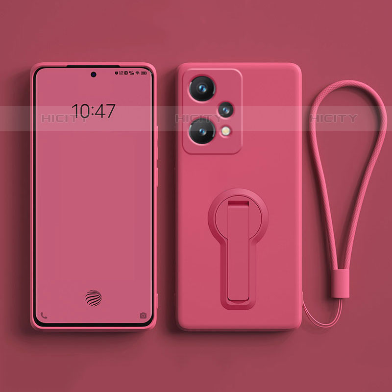 Custodia Silicone Ultra Sottile Morbida Cover con Supporto per Oppo K10X 5G Rosa Caldo