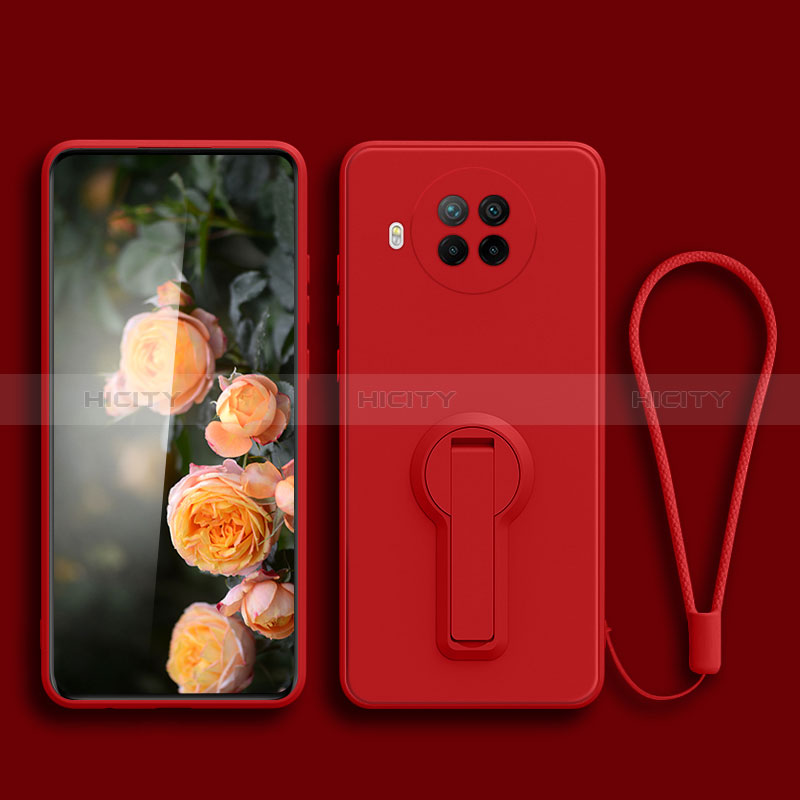 Custodia Silicone Ultra Sottile Morbida Cover con Supporto per Xiaomi Mi 10i 5G Rosso